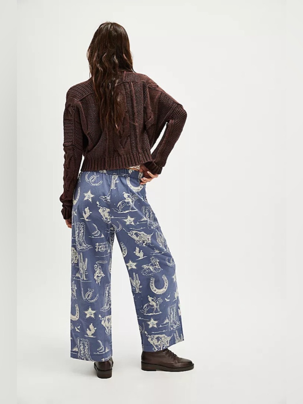 FREE PEOPLE SEASIDE PULL-ON PANTS - INDIGO COMBO/RODEO TIME, size XS - Picture 2 of 11